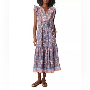 Velvet by Graham & Spencer Rosalia Flutter Sleeve Midi Dress Medium NWT